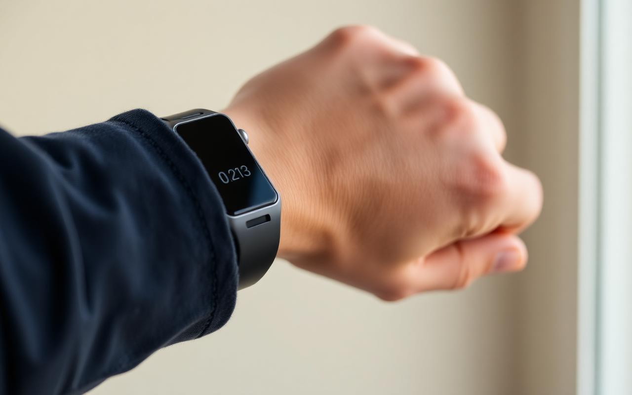 Person checking a fitness tracker on their wrist