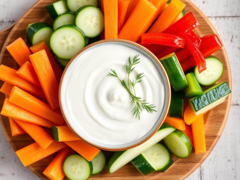 Greek Yogurt Cucumber Dip with Veggies